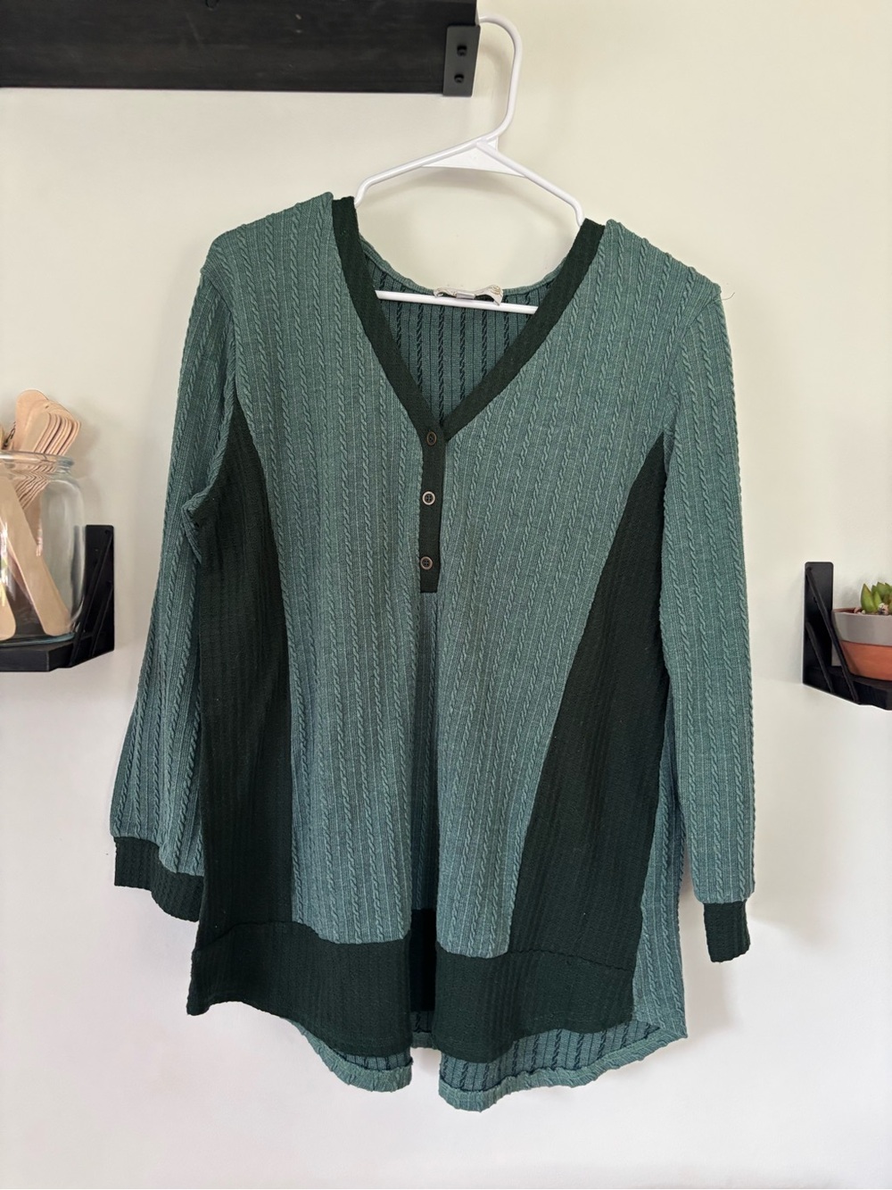 Weekend Suzanne Betro Green Textured Tunic Top Size L